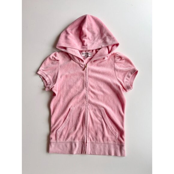 JUICY COUTURE Pink Cotton Velour Crystal Embellished Zip Up Hoodie, Size M - Picture 5 of 14